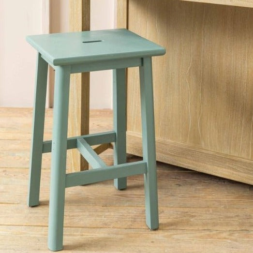 Vintage  wooden bar stool in sage green