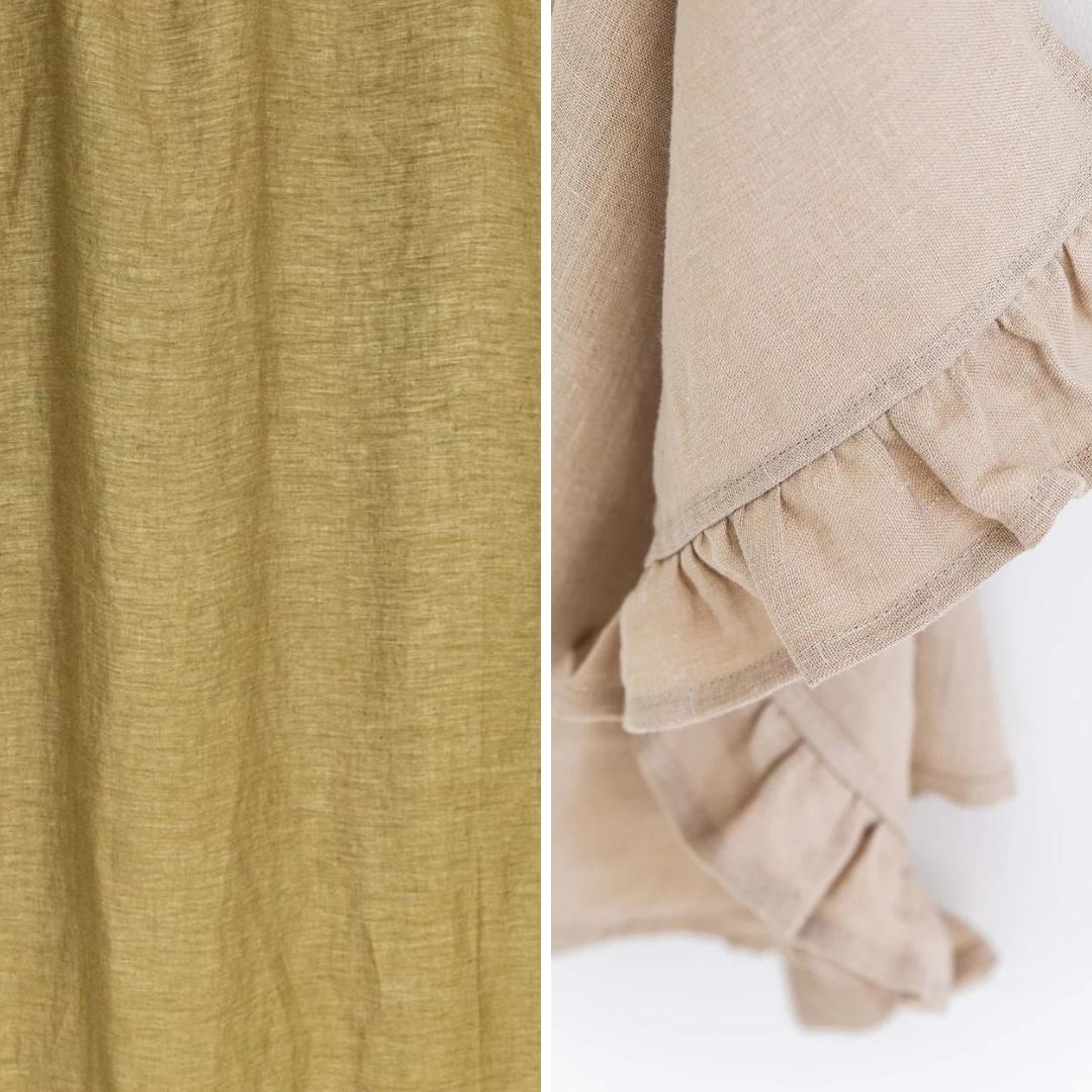 Ruffle Trim Linen Tea Towels - Bundle of 2