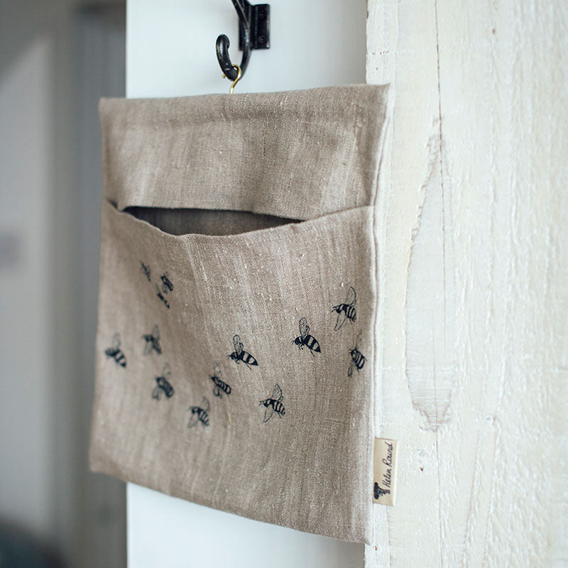 Honey Bee design pure linen peg bag made in the UK