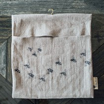 Peg Bag in pure linen  our Honey Bee design- 100% linen made in the UK
