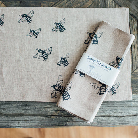 Honey Bee pure linen placemats - Sheila Maid 100% linen made in the UK
