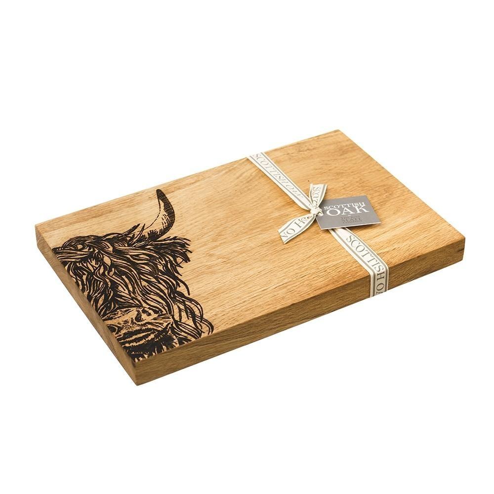 Scottish Oak Serving Boards With Etched Stags Highland Cows Or Bees