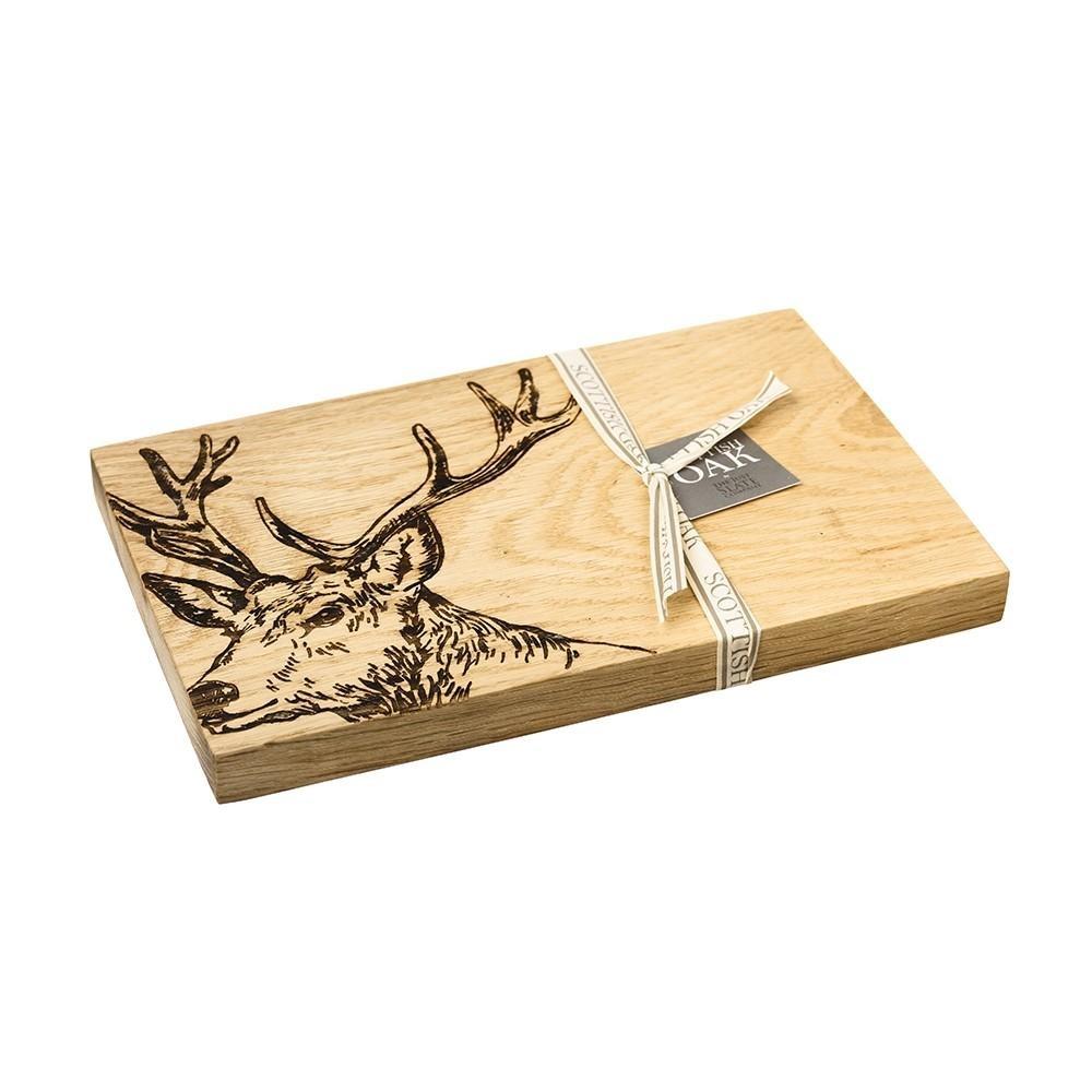 Scottish Oak Serving Boards With Etched Stags Highland Cows Or Bees