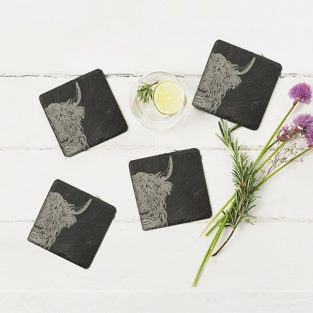 Scottish Slate Coaster with Scottish Theme Table ware