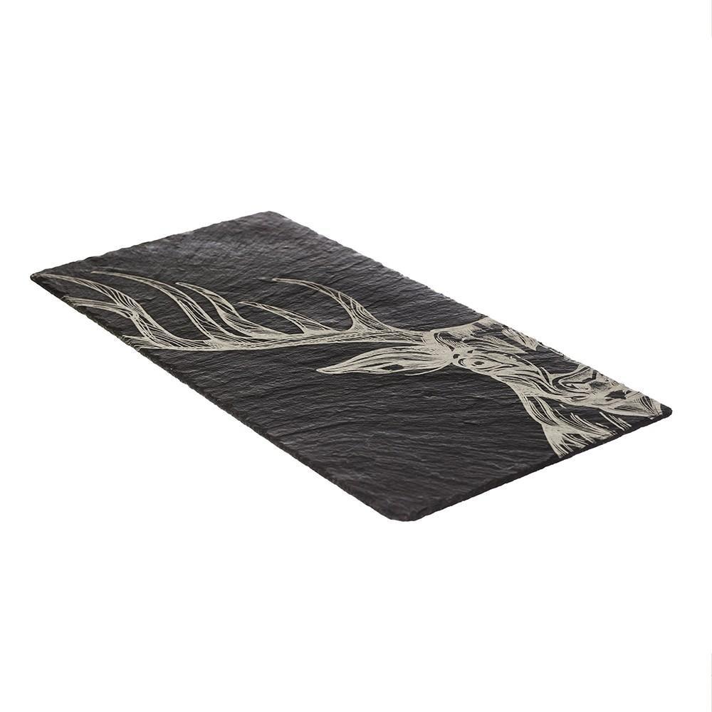 Slate Table Runner- Scottish Etched Slate Handsome Stag Centre Piece